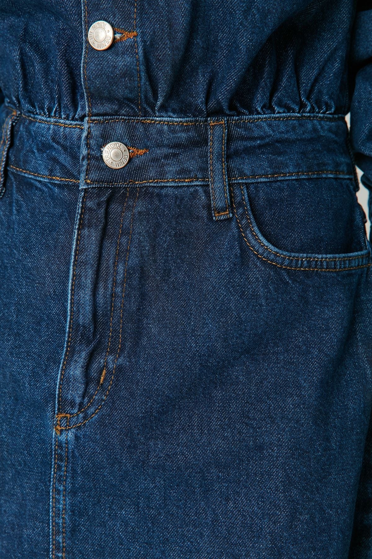 Blue Pocket Detailed Mini Denim Shirt Dress