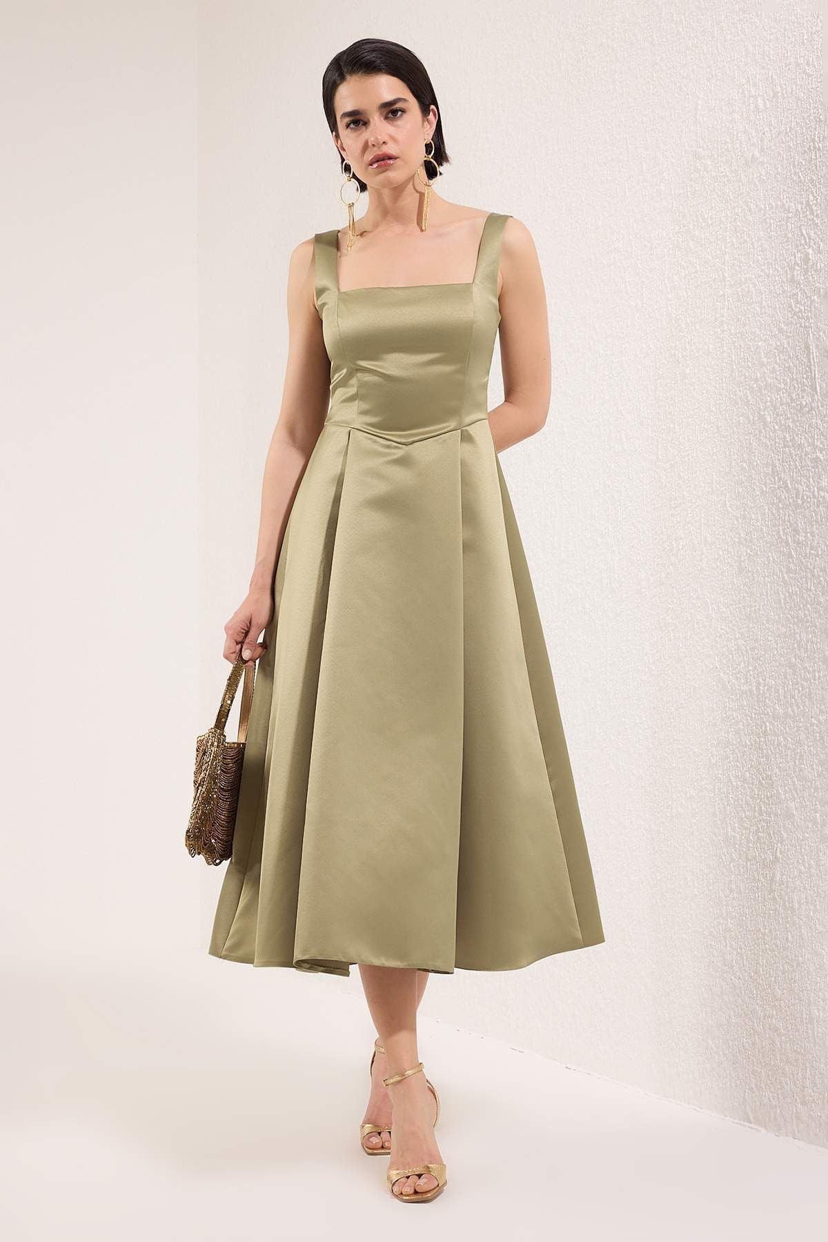 A-Line Satin Weave Chic Evening Prom Dress