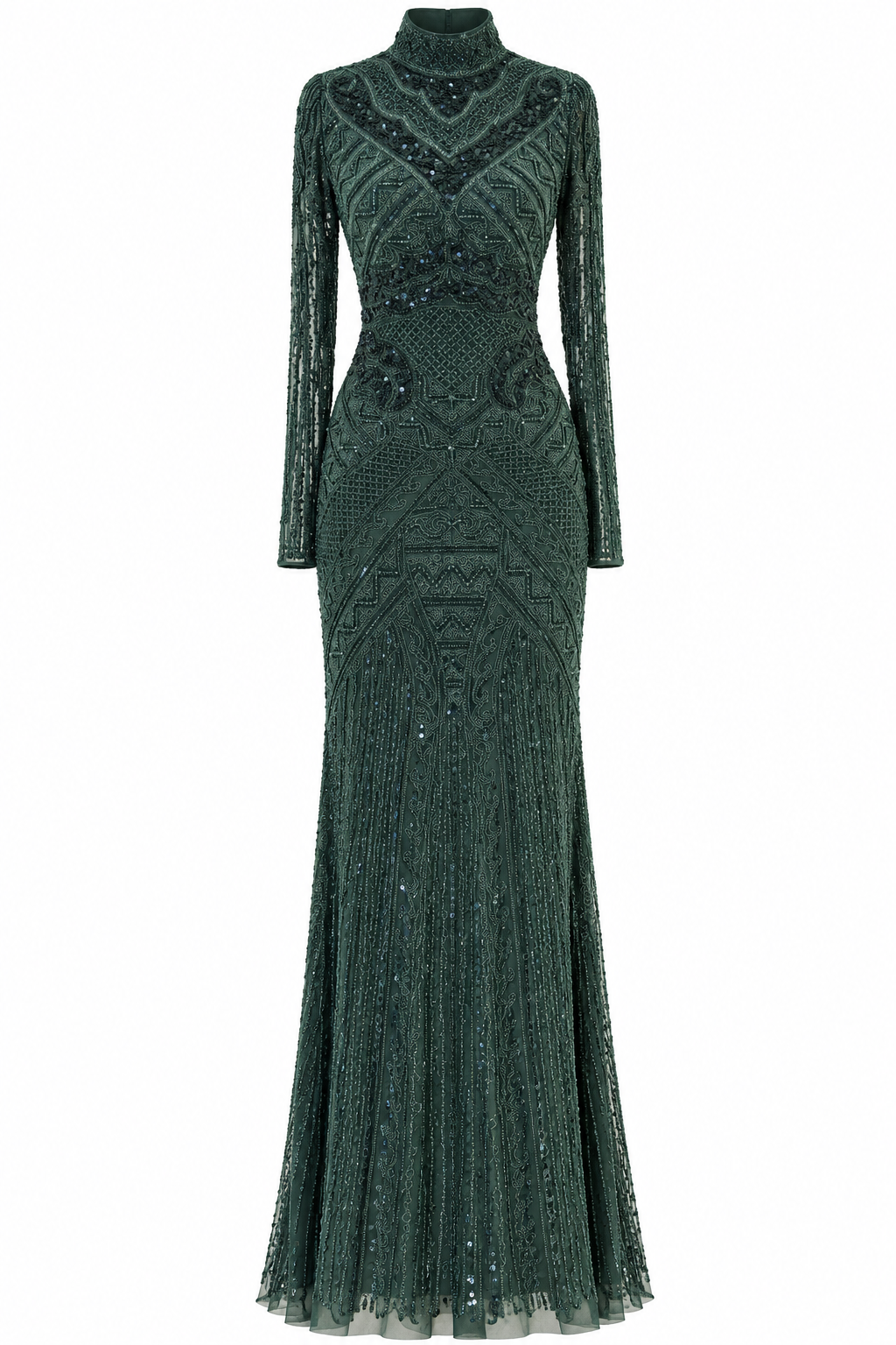 Couture Almas Modest Evening Dress - Emerald
